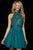 Sherri Hill - 52281 Short Beaded High Halter Chiffon A-line Dress In Green
