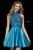 Sherri Hill - 52285 Beaded Halter Cutout Taffeta A Line Dress In Blue