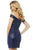 Sherri Hill - 52304 Faux Leather Off-Shoulder Cocktail Dress In Blue