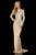 Sherri Hill - 52313 Beaded Long Sleeve Sheath Dress In Neutral and Silver