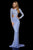 Sherri Hill - 52319 Fully Beaded Long Sleeve Bateau Sheath Dress In Blue