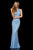 Sherri Hill - 52328 Beaded Halter Sheath Evening Dress In Blue and Silver