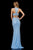 Sherri Hill - 52328 Beaded Halter Sheath Evening Dress In Blue and Silver
