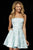 Sherri Hill - 52337 Brocade Print Strapless A-Line Short Dress In Blue