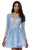 Sherri Hill - 52343 Lace Applique Long Sleeves A-Line Cocktail Dress In Blue