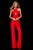 Sherri Hill - 52346 Cross Halter Jumpsuit With Open Back In Red