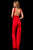 Sherri Hill - 52346 Cross Halter Jumpsuit With Open Back In Red