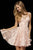 Sherri Hill - 52385 V Neck Brocade A-Line Short Dress In Pink