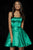 Sherri Hill - 52397 Strapless Fit and Flare Short Satin Dress In Green