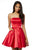 Sherri Hill - 52397 Strapless Fit and Flare Short Satin Dress In Red