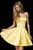Sherri Hill - 52397 Strapless Fit and Flare Short Satin Dress In Yellow