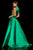 Sherri Hill - 52407 High Neckline A-Line Evening Dress with Slit In Green