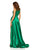 Sherri Hill - 52407 High Neckline A-Line Evening Dress with Slit In Green