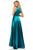 Sherri Hill - 52407 High Neckline A-Line Evening Dress with Slit In Blue