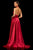 Sherri Hill - 52408 Halter V-Neck Satin Dress with High Slit In Red