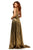 Sherri Hill - 52421 Metallic V-Neck Long A-line Dress In Gold