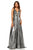 Sherri Hill - 52421 Metallic V-Neck Long A-line Dress In Silver