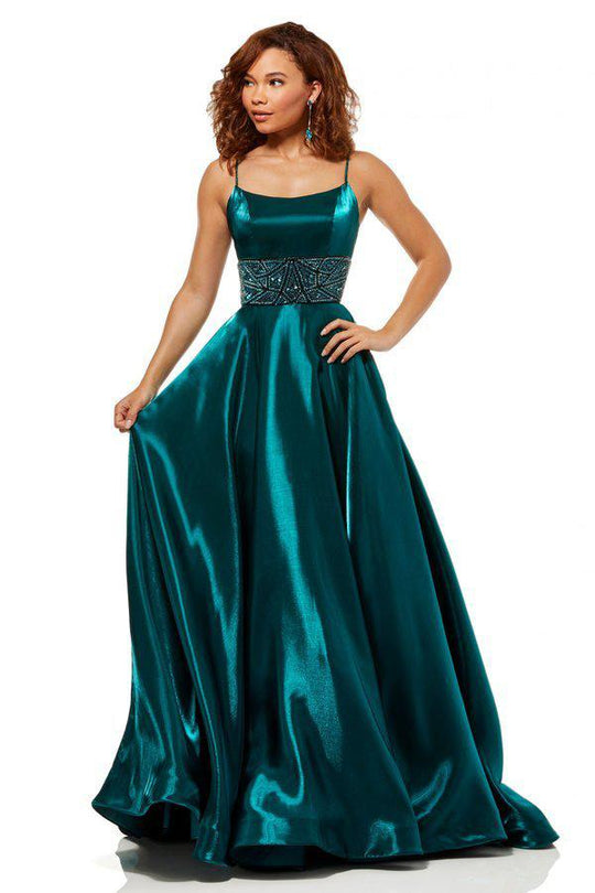 Sherri Hill - 52423 Beaded Scoop Neck Ballgown With Train In Green