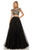 Sherri Hill - 52435 Two Piece Sequin Tulle Ballgown With Train In Black and Multi-Color