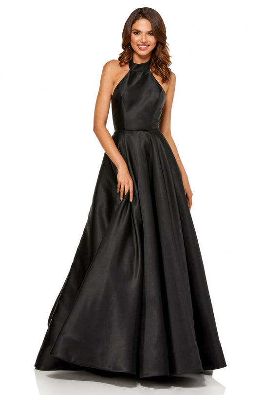 Sherri Hill - 52440 Halter Long A-line Dress In Black