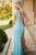 Sherri Hill - 52451 Beaded Deep V-neck Fitted Dress With Open Back In Blue