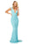 Sherri Hill - 52451 Beaded Deep V-neck Fitted Dress With Open Back In Blue