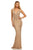 Sherri Hill - 52453 Fully Beaded V-Neck Long Evening Dress In Neutral