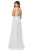 Sherri Hill - 52463 Beaded Plunging V-Neck A-Line Dress In White and Silver