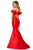 Sherri Hill - 52467 Ruffled Off The Shoulder Mikado Evening Dress In Red