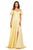 Sherri Hill - 52469 Ruffled Off-Shoulder Dress with Slit In Yellow