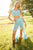 Sherri Hill - 52472 Two Piece Ruffled V-Neck Lace Dress In Blue