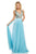 Sherri Hill - 52473 Beaded Deep V-neck Chiffon A-line Gown In Blue