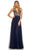 Sherri Hill - 52473 Beaded Deep V-neck Chiffon A-line Gown In Blue and Pink