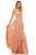 Sherri Hill - 52474 Beaded Plunging V-Neck A-Line Long Dress In Orange and Gold