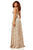 Sherri Hill - 52474 Beaded Plunging V-Neck A-Line Long Dress In White and Gold