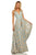 Sherri Hill - 52474 Beaded Plunging V-Neck A-Line Long Dress In Blue and Gold