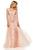 Sherri Hill - 52476 Applique Long Sleeve Deep V-neck Dress In Pink