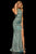 Sherri Hill - 52481 Halter Neck Glitter Stretch Fitted Dress In Green