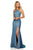 Sherri Hill - 52481 Halter Neck Glitter Stretch Fitted Dress In Blue