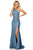 Sherri Hill - 52481 Halter Neck Glitter Stretch Fitted Dress In Blue