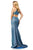 Sherri Hill - 52481 Halter Neck Glitter Stretch Fitted Dress In Blue