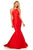 Sherri Hill - 52490 Halter Taffeta Ruffled Mermaid Dress In Red
