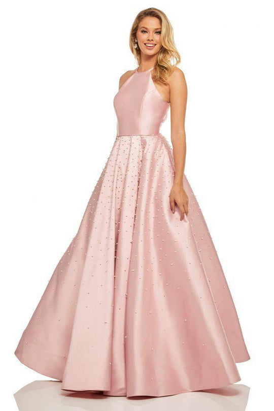 Sherri Hill - 52501 Beaded High Halter Neckline Evening Dress In Pink