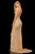 Sherri Hill - 52515 Beaded V-Neck Sheath Dress with Slit In Gold