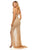 Sherri Hill - 52515 Beaded V-Neck Sheath Dress with Slit In Gold