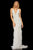 Sherri Hill - 52518 Beaded Deep Halter V-neck Feathered Sheath Dress In White