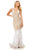 Sherri Hill - 52518 Beaded Deep Halter V-neck Feathered Sheath Dress In White