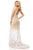 Sherri Hill - 52518 Beaded Deep Halter V-neck Feathered Sheath Dress In White