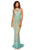 Sherri Hill - 52527 Halter Sequin Applique Long Dress In Green and Neutral