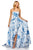 Sherri Hill - 52532 Straight Across Ruffled A-line Dress In White and Blue